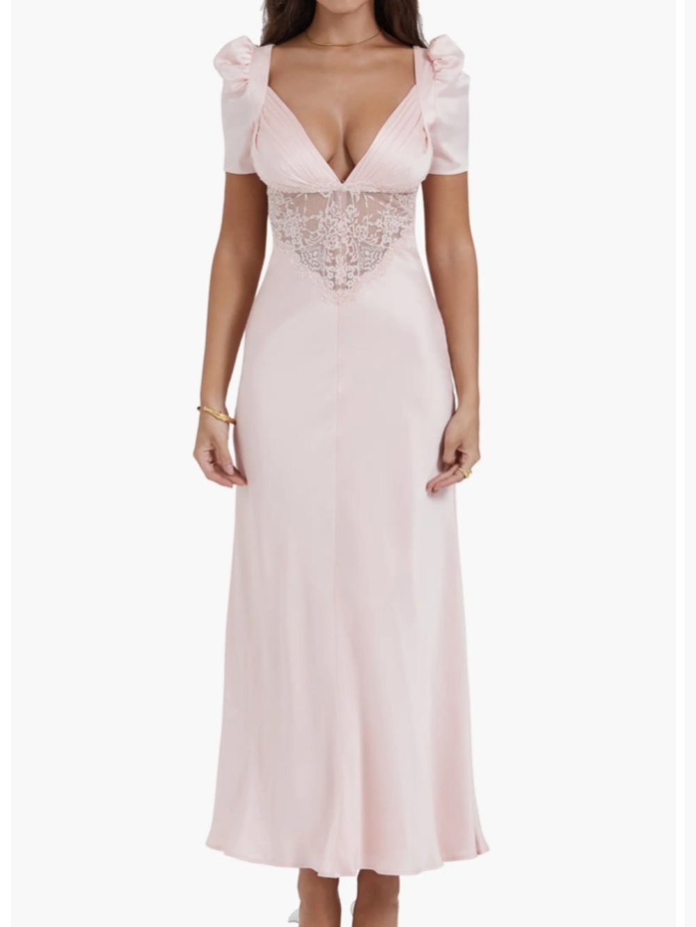 House of CB Rafaela Lace Inset Silk Blend Dress